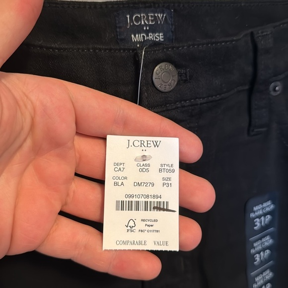 J. Crew Factory Petite Mid-Rise Flare Crop Jean with All-Day Stretch in Black - Picture 4 of 8